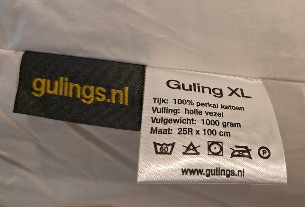GulingBasicXL® Rolkussen met sleeve wit - Body pillow ø25 x 100 cm, 100% Percu Katoen