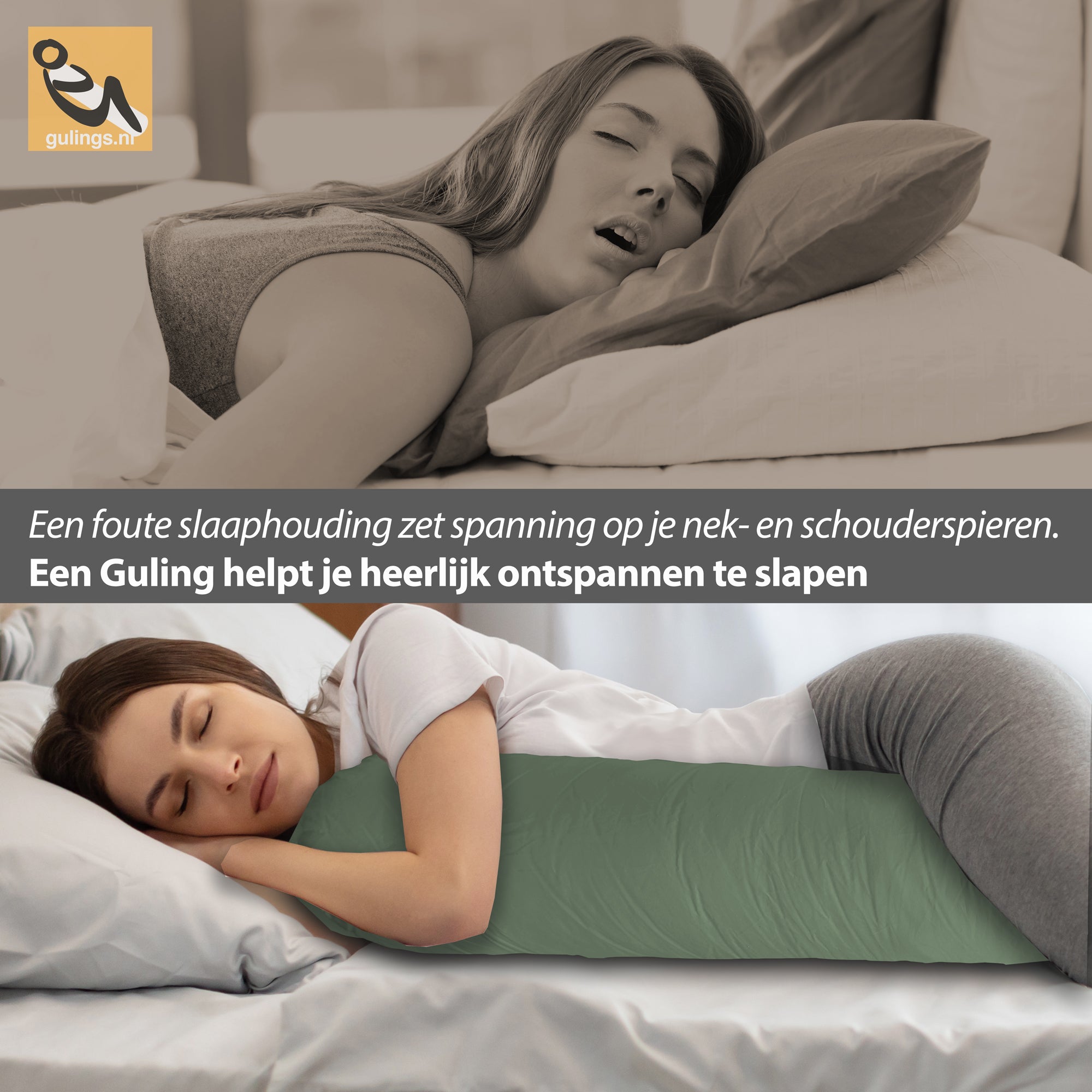 GulingBasic® Body Pillow – Slank lichaamskussen voor zijslapers